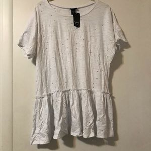 Super cute, distressed look peplum tee